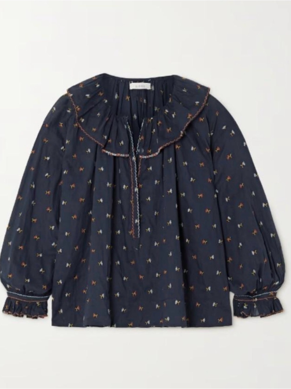 Doen Ethel Ruffled Embroidered top Size S